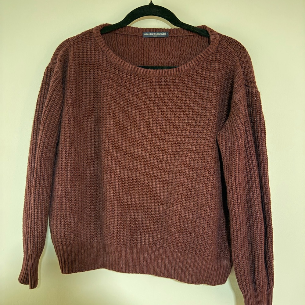 Brandy Melville Women's Rust Crewneck Knit Sweater